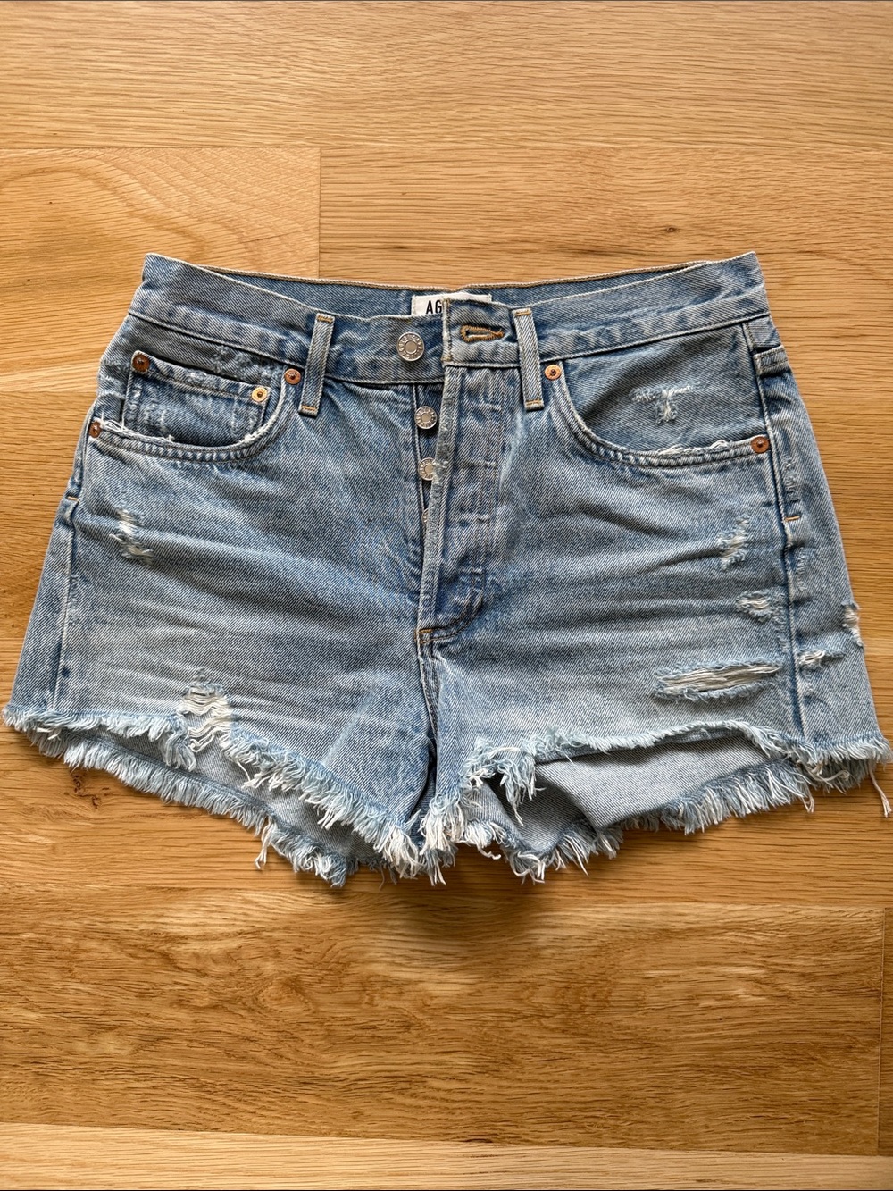 Agolde Light Wash Parker Denim Shorts